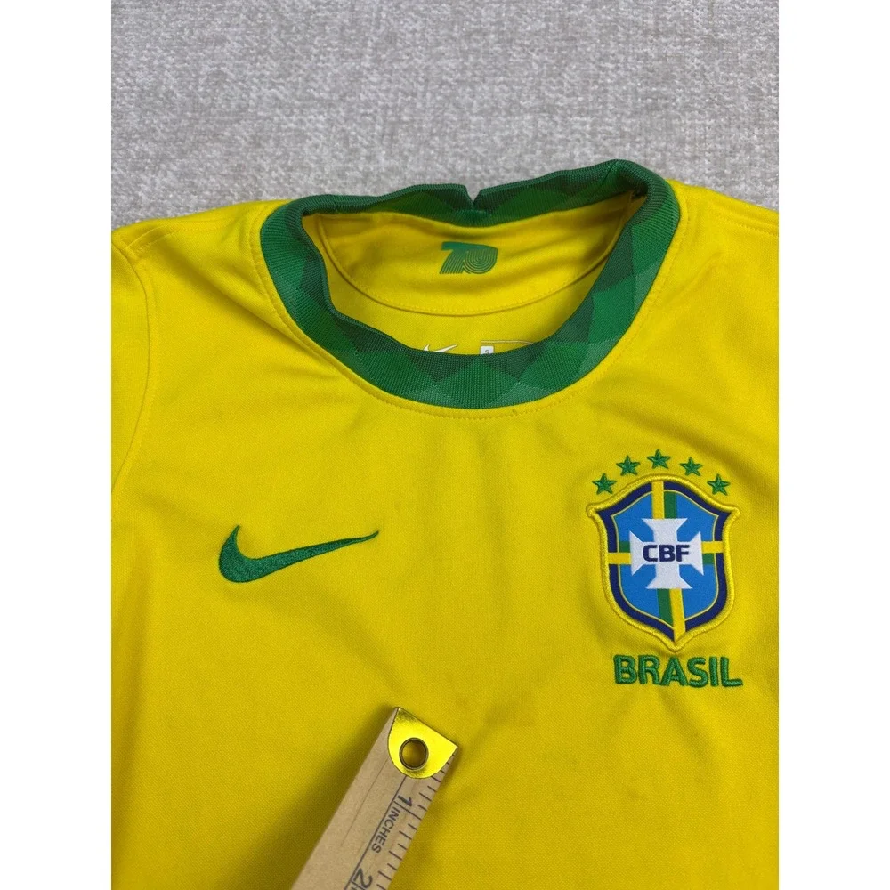 Nike Brazil National Team Soccer Jersey Kids Small Yellow Green Dri-FIT